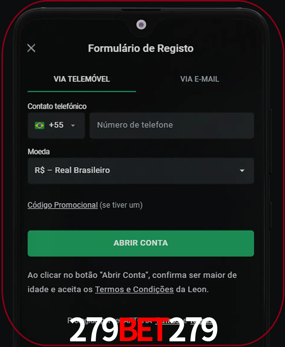 Abra o aplicativo e inicie o processo de registro.
